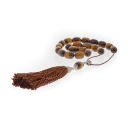 Greek Worry Beads, Handmade of Genuine Tiger Eye Gemstones - Silk Cord & Tassel & 925 Sterling Silver Parts. Version B'