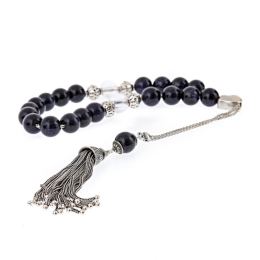 Greek Worry Beads, Handmade of Genuine Chrysolite & Quartz Gemstones - 925 Sterling Silver Chain & Parts