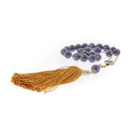 Greek Worry Beads, Handmade of Genuine Lapis Lazuli - Silk Cord & Tassel - 925 Sterling Silver Parts & Sagittarius Horoscope / Star Sign