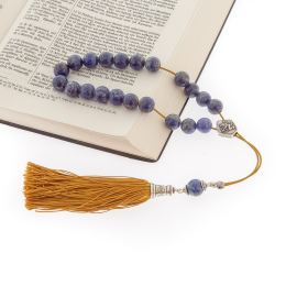 Greek Worry Beads, Handmade of Genuine Lapis Lazuli - Silk Cord & Tassel - 925 Sterling Silver Parts & Sagittarius Horoscope / Star Sign