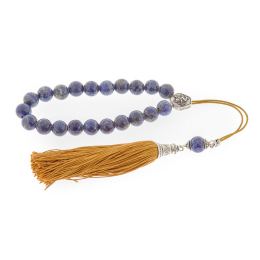 Greek Worry Beads, Handmade of Genuine Lapis Lazuli - Silk Cord & Tassel - 925 Sterling Silver Parts & Sagittarius Horoscope / Star Sign