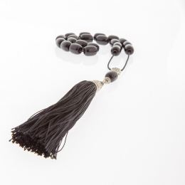 Greek Worry Beads - Handmade Genuine Onyx Gemstone - 925 Sterling Silver Parts - Silk Cord & Tassel