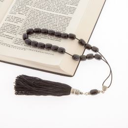 Greek Worry Beads - Handmade Genuine Onyx Gemstone - 925 Sterling Silver Parts - Silk Cord & Tassel