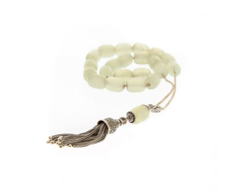 Greek Worry Beads, Handmade of Genuine Jade Gemstones, 925 Sterling Silver Chain & Decor Parts