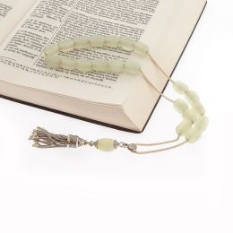 Greek Worry Beads, Handmade of Genuine Jade Gemstones, 925 Sterling Silver Chain & Decor Parts