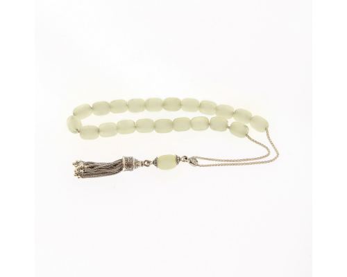 Greek Worry Beads, Handmade of Genuine Jade Gemstones, 925 Sterling Silver Chain & Decor Parts