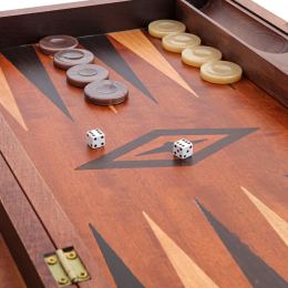 Backgammon Deluxe Game Set - Handmade Mahogany Wood - Large