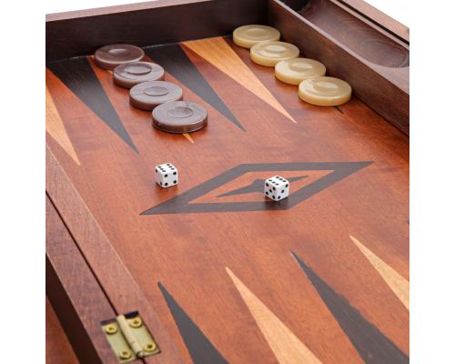 Backgammon Deluxe Game Set - Handmade Mahogany Wood - Large