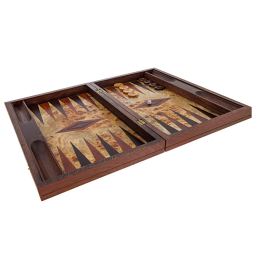Olive Wood Backgammon Handmade Game Set - Large Size, with Slots internal