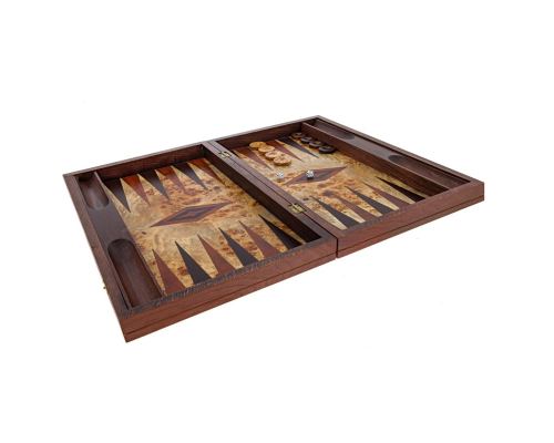 Olive Wood Backgammon Handmade Game Set - Large Size, with Slots internal