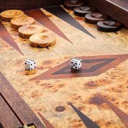 Olive Wood Backgammon Handmade Game Set - Large Size, with Slots