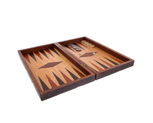 Backgammon Game Set - Wooden Handmade - "Da Vinci Vitruvian Man" Inlaid - Large