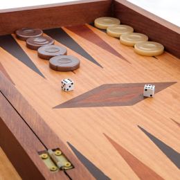 Backgammon Game Set - Wooden Handmade - "Da Vinci Vitruvian Man" Inlaid - Large