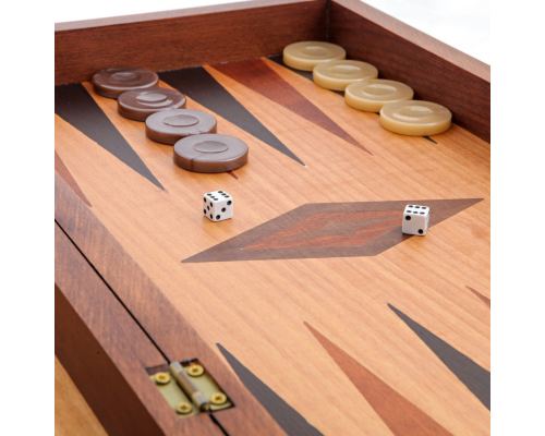 Backgammon Game Set - Wooden Handmade - "Da Vinci Vitruvian Man" Inlaid - Large