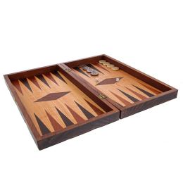 Backgammon Game Set - Wooden Handmade - "Da Vinci Vitruvian Man" Inlaid - Medium