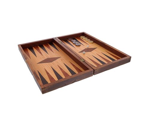 Backgammon Game Set - Wooden Handmade - "The Coffeehouse" Design Inlaid - Large