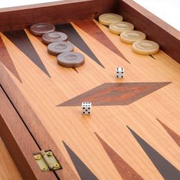 Backgammon Game Set - Wooden Handmade - "The Coffeehouse" Design Inlaid - Large
