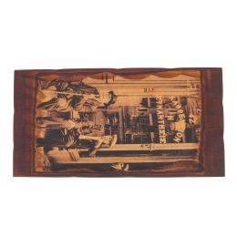 Backgammon Game Set - Wooden Handmade - "The Coffeehouse" Design Inlaid - Large