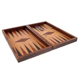 Backgammon Game Set - Wooden Handmade -"The Coffeehouse" Design - Medium