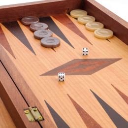 Backgammon Game Set - Wooden Handmade -"The Coffeehouse" Design - Medium