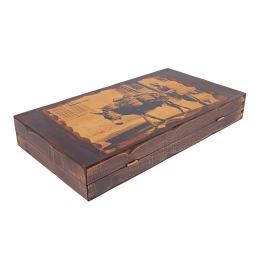Backgammon Game Set - Wooden Handmade - "The Donkey" Inlaid Design - Medium
