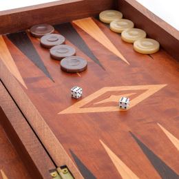 Backgammon Game Set - Wooden Handmade - "The Donkey" Inlaid Design - Medium