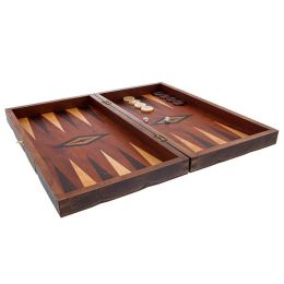 Backgammon Game Set - Wooden Handmade - "Elderly Men" Inlaid - Large