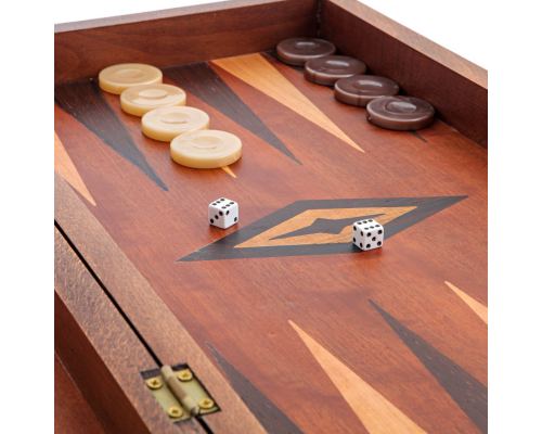 Backgammon Game Set - Wooden Handmade - "Elderly Men" Inlaid - Large