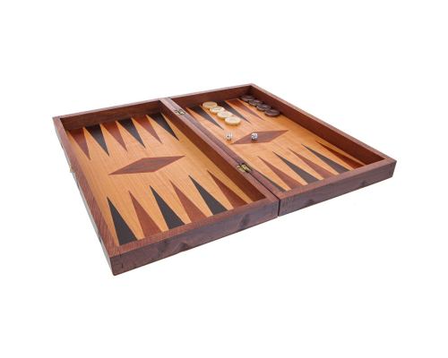 Backgammon Game Set - Wooden Handmade - "The Players" Inlaid Design - Large