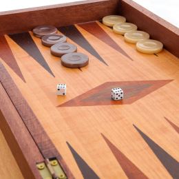 Backgammon Game Set - Wooden Handmade - "The Players" Inlaid Design - Large