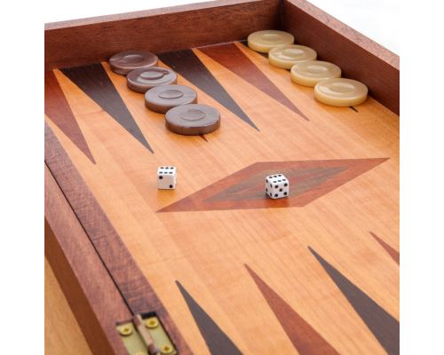 Backgammon Game Set - Wooden Handmade - "The Players" Inlaid Design - Large