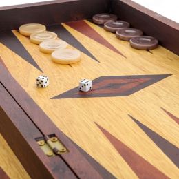 Backgammon Game Set - Wooden Handmade - "World Atlas" Inlaid - Large