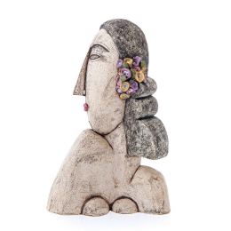 Head Bust Female Sculpture - Carmen, Handmade Ceramic Art Deco Centerpiece 15" (38cm)