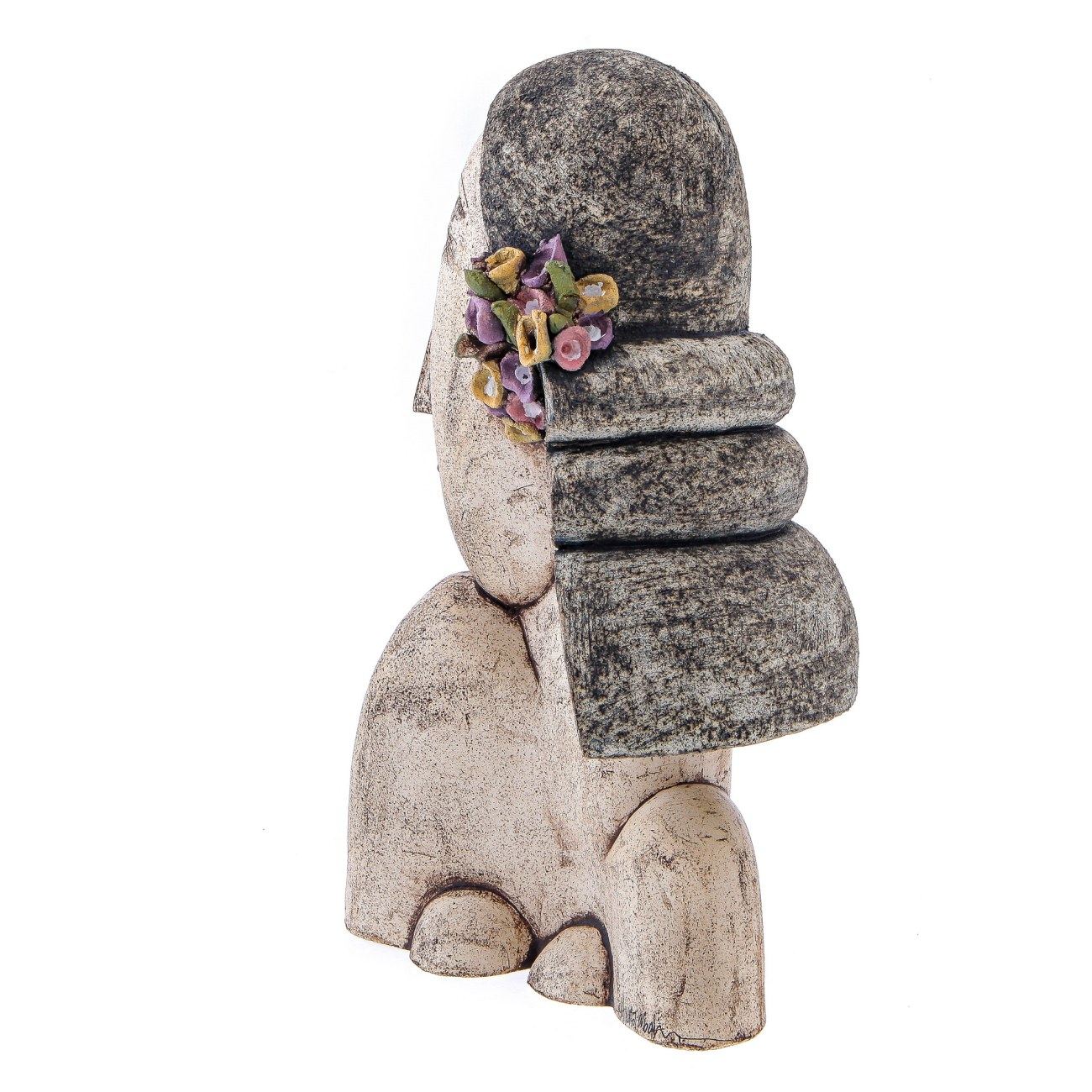 Head Bust Female Sculpture Carmen / Handmade Ceramic Art Deco