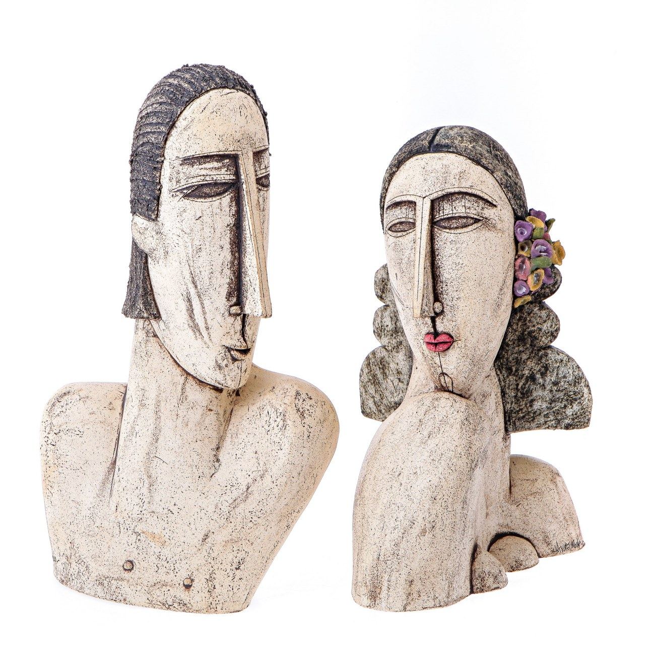 Head Bust Male Sculpture - Fernando / Handmade Ceramic Art Deco