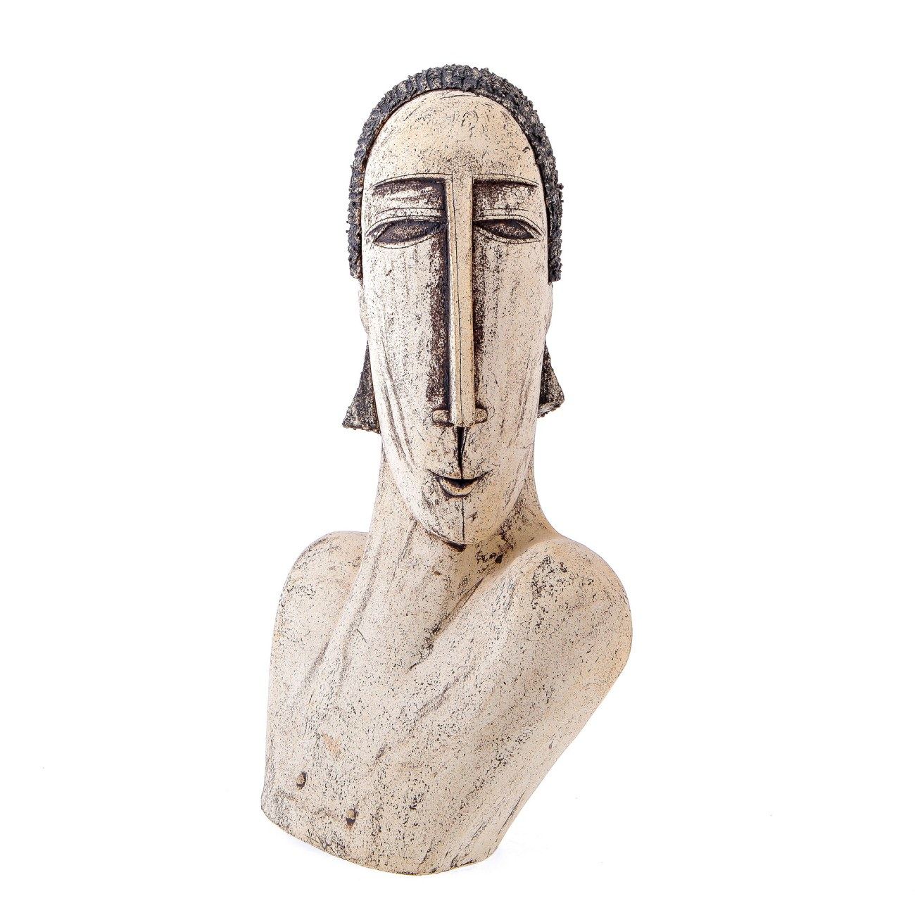Head Bust Male Sculpture Fernando / Handmade Ceramic Art Deco