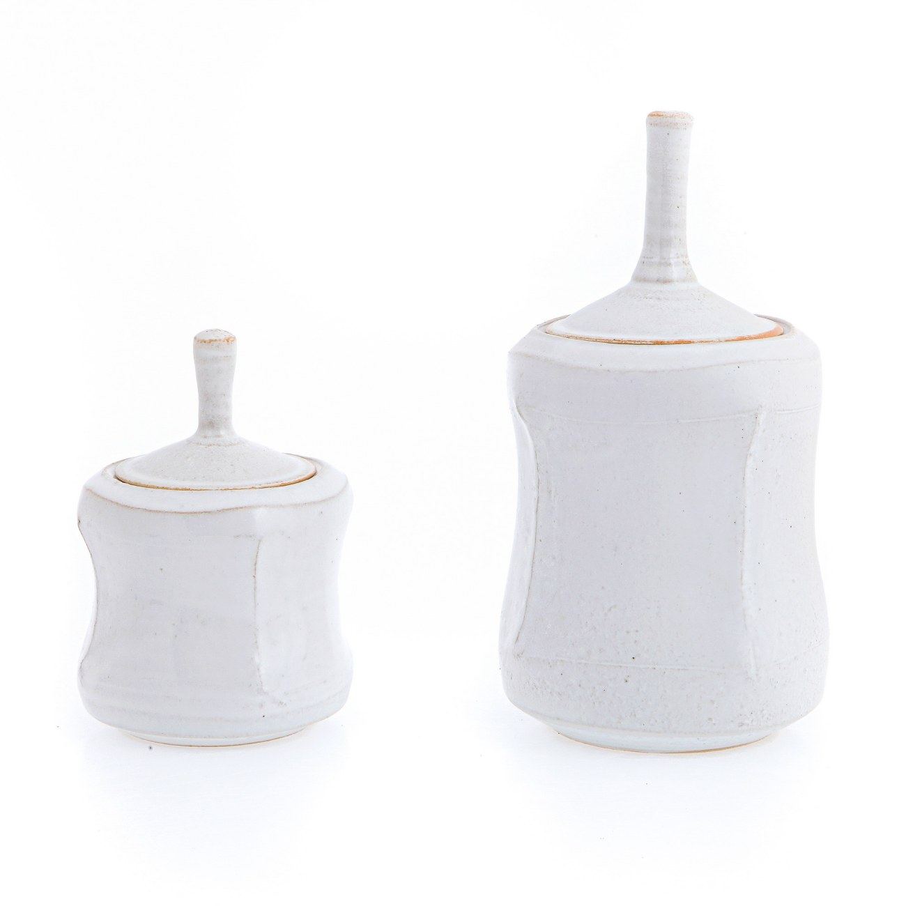 Kitchen Storage Container or Jar Set of 2, Handmade Ceramic, White