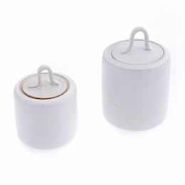 Kitchen Storage Container Or Jar Set Of 2 Handmade Ceramic White Curvy Handle Lid