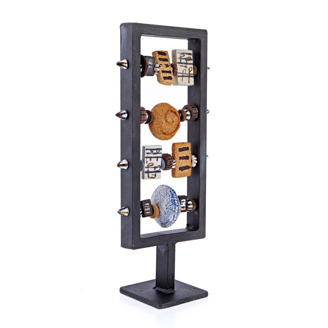 Abacus Tabletop Sculpture Handmade Ceramic & Metal Tabletop Decor