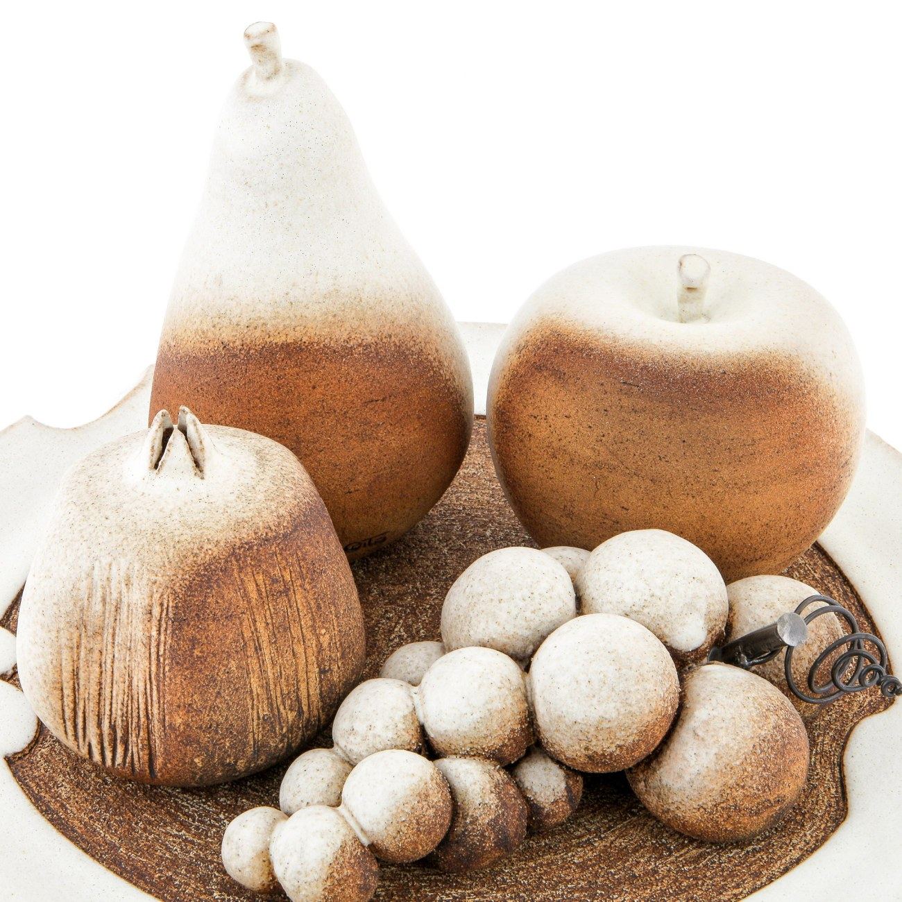 Large Decorative Ceramic Platter & Fruits / Handmade Decor Set