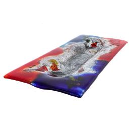 Large Decorative Platter, Rectangular Handmade, Fused Glass Centerpiece, Red Blue Design 59cm (23.3'')