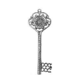 Διακοσμητικό Κλειδί - Γούρι, Μεταλλικό, Μεγάλο - Βεργίνα, Ασημί