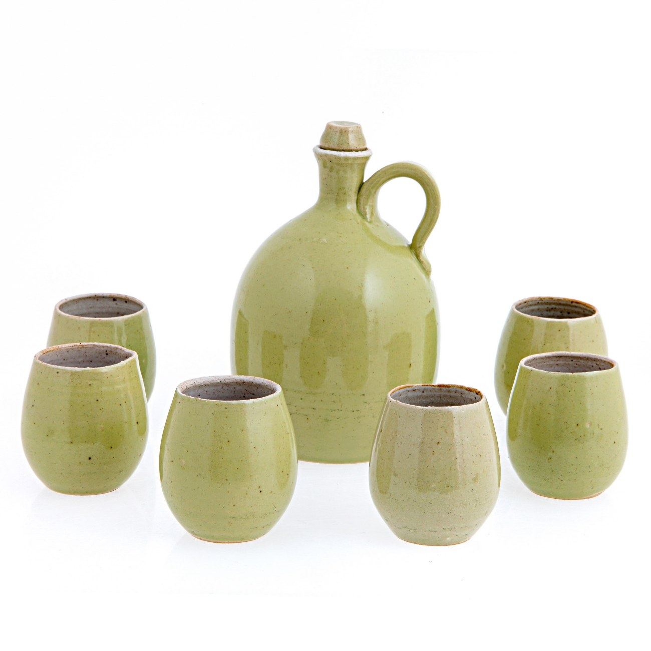 Drink Serving Set (7 Pieces). Liquor Decanter & Cups Modern Set