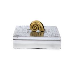 Decorative Box - Desk Accessory - Nautilus Design - Handmade Solid Aluminum & Bronze