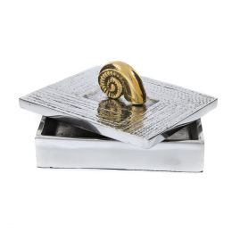 Decorative Box - Desk Accessory - Nautilus Design - Handmade Solid Aluminum & Bronze