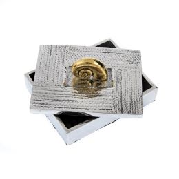 Decorative Box - Desk Accessory - Nautilus Design - Handmade Solid Aluminum & Bronze