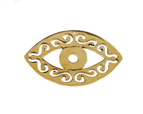 "Eye" Design, Handmade Bronze Metal Decorative Ornament, Gold Color