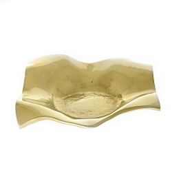 Ashtray - Handmade Solid Bronze - Ruffled Design - Square, Gold