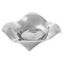 Ashtray - Handmade Solid Aluminum - Ruffled Design - Square, Silver