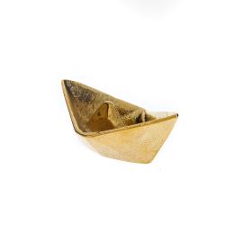 Boat Decorative Ornament, Handmade Solid Bronze Metal, "Paper Boat" Design - Extra Large, Gold Color